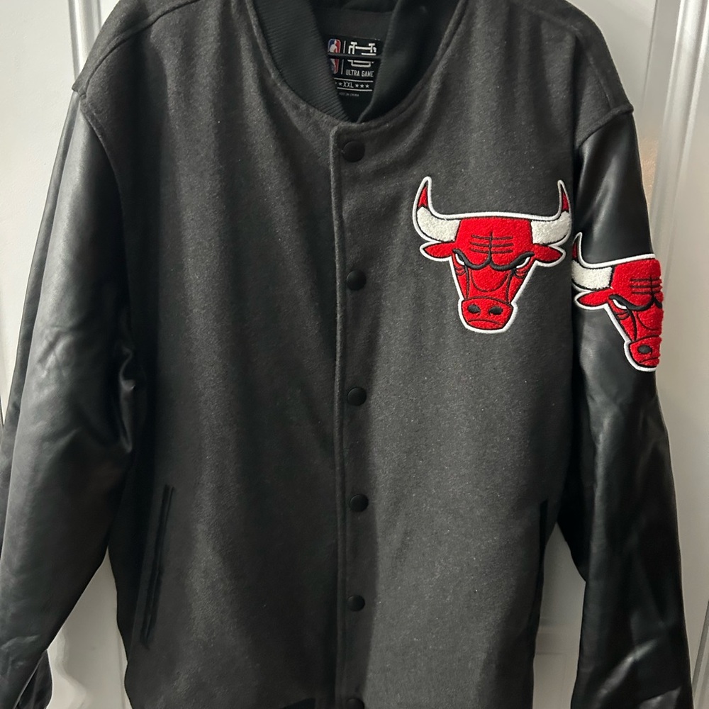 Black Varsity Jacket with Red Logo